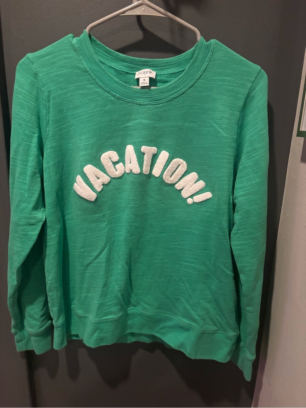 J. Crew  Bright Green 'VACATION!' Sweatshirt